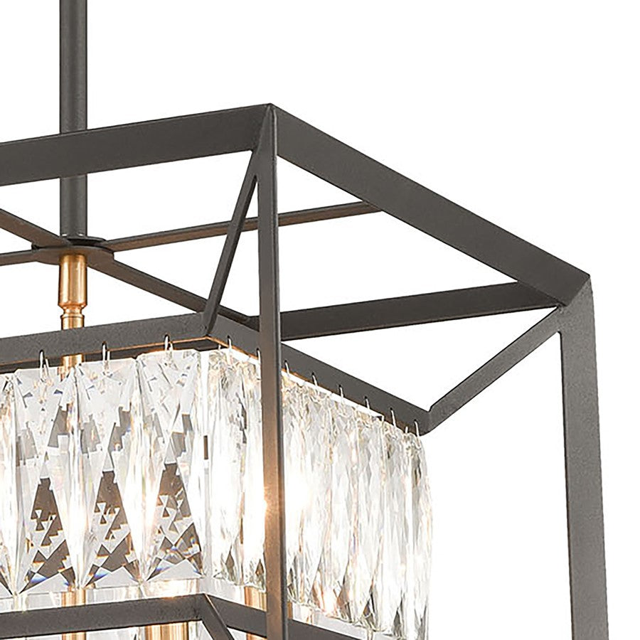 Atlas Lighting Starlight 15in 4-Light Chandelier | Modern Charcoal and Satin Brass Metal | Dining Room & Bedroom | 15 x 15 x 11 in | Model CL12538-BK