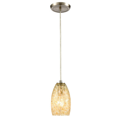 Atlas Lighting Golden Pasture 5in 1-Light Mini Pendant | Gold and Amber Glass | Kitchen Island & Dining Room | 5 x 5 x 9 in | Model CL12539-GD
