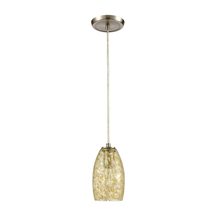 Atlas Lighting Golden Pasture 5in 1-Light Mini Pendant | Gold and Amber Glass | Kitchen Island & Dining Room | 5 x 5 x 9 in | Model CL12539-GD