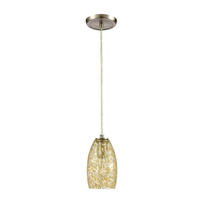 Atlas Lighting Golden Pasture 5in 1-Light Mini Pendant | Gold and Amber Glass | Kitchen Island & Dining Room | 5 x 5 x 9 in | Model CL12539-GD