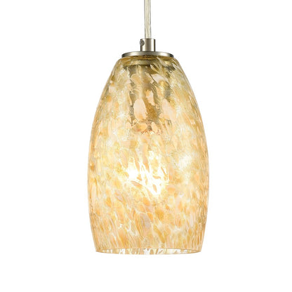 Atlas Lighting Golden Pasture 5in 1-Light Mini Pendant | Gold and Amber Glass | Kitchen Island & Dining Room | 5 x 5 x 9 in | Model CL12539-GD