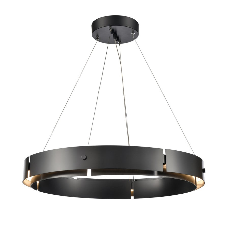 Atlas Lighting Fogelberg 26in 1-Light LED Pendant | Matte Black and Black Metal | Kitchen Island & Dining Room | 26 x 26 x 3 in | Model CL12540-BK