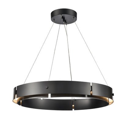Atlas Lighting Fogelberg 26in 1-Light LED Pendant | Matte Black and Black Metal | Kitchen Island & Dining Room | 26 x 26 x 3 in | Model CL12540-BK