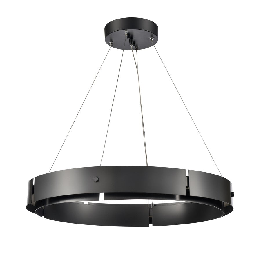 Atlas Lighting Fogelberg 26in 1-Light LED Pendant | Matte Black and Black Metal | Kitchen Island & Dining Room | 26 x 26 x 3 in | Model CL12540-BK