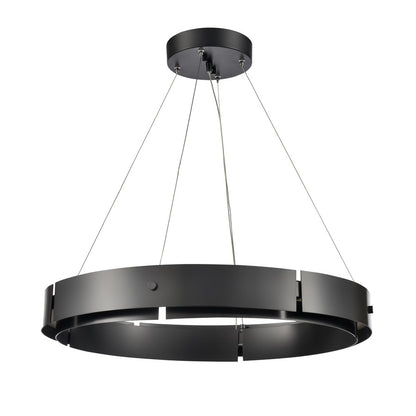Atlas Lighting Fogelberg 26in 1-Light LED Pendant | Matte Black and Black Metal | Kitchen Island & Dining Room | 26 x 26 x 3 in | Model CL12540-BK