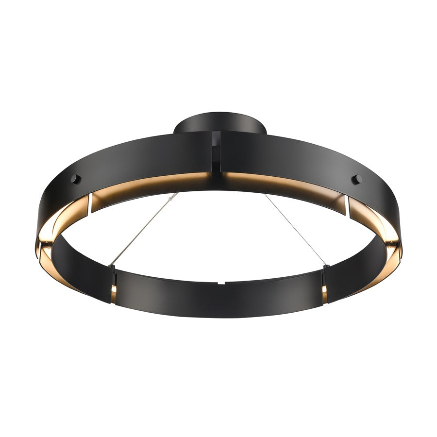 Atlas Lighting Fogelberg 26in 1-Light LED Pendant | Matte Black and Black Metal | Kitchen Island & Dining Room | 26 x 26 x 3 in | Model CL12540-BK