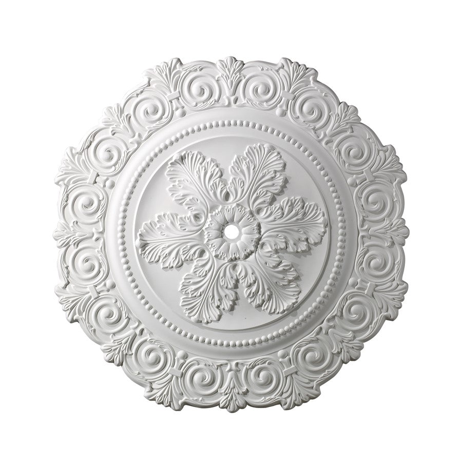 Atlas Lighting Marietta 33in Round Ceiling Medallion | Traditional White Plastic | Living Room & Dining Room Ceiling Accent | Model LA11048-WH