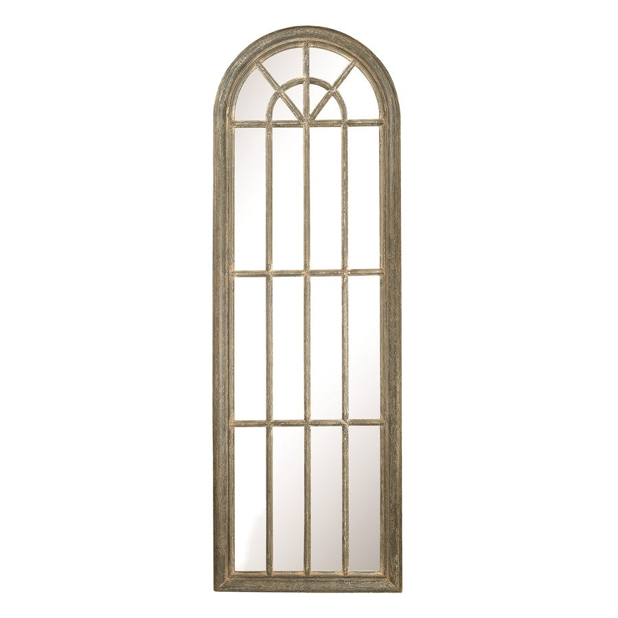 Atlas Lighting Arched Windowpane 71in Tall Wall Mirror | Aged Gray Wood | Entryway & Hallway Accent | Model MI11007-01