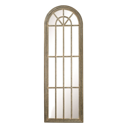 Atlas Lighting Arched Windowpane 71in Tall Wall Mirror | Aged Gray Wood | Entryway & Hallway Accent | Model MI11007-01
