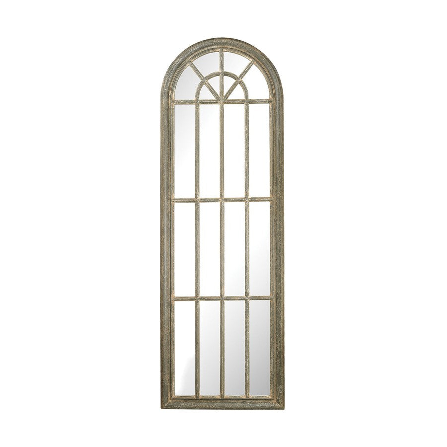 Atlas Lighting Arched Windowpane 71in Tall Wall Mirror | Aged Gray Wood | Entryway & Hallway Accent | Model MI11007-01