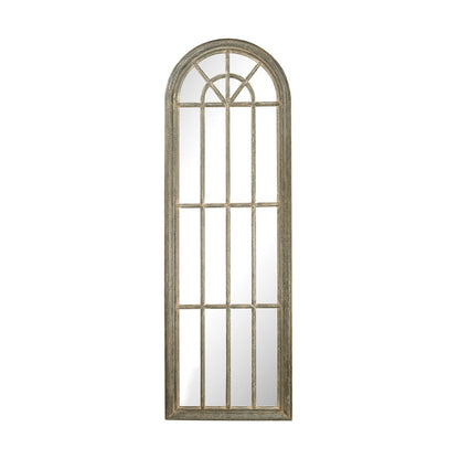 Atlas Lighting Arched Windowpane 71in Tall Wall Mirror | Aged Gray Wood | Entryway & Hallway Accent | Model MI11007-01