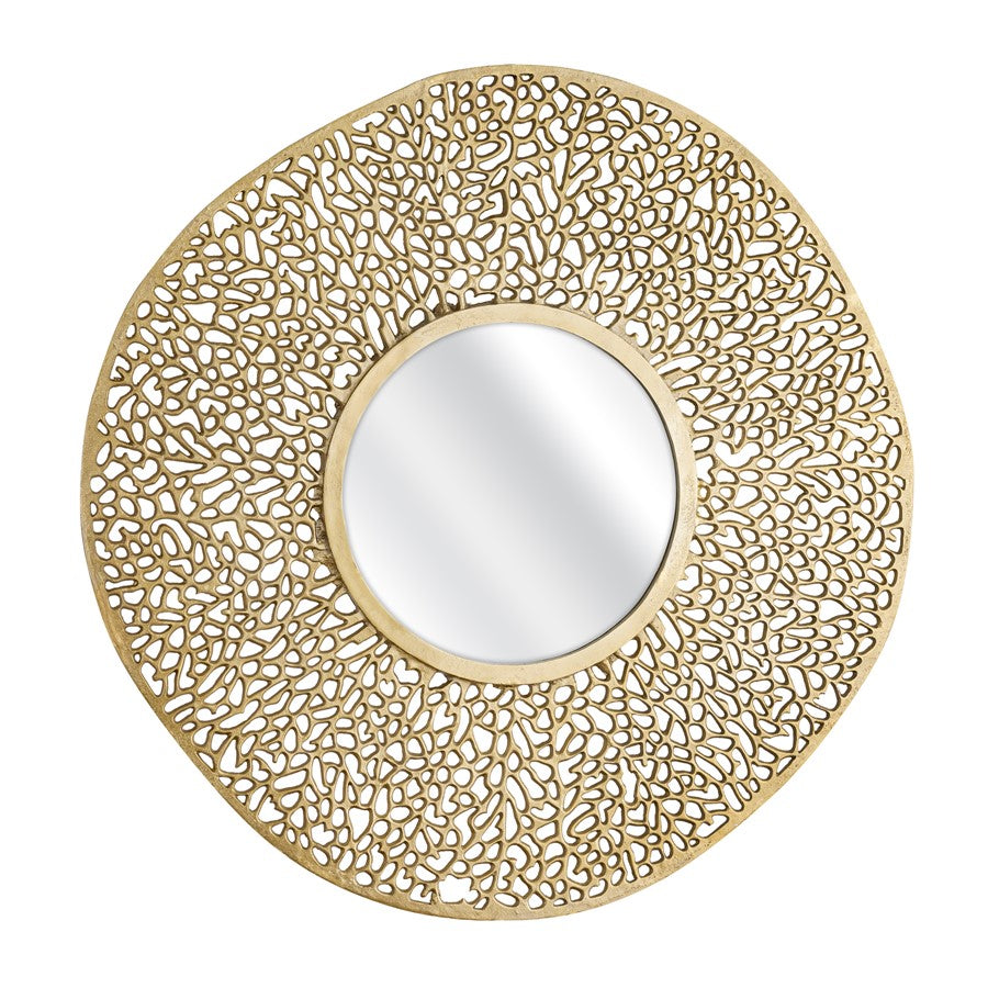 Atlas Lighting Azoni 45in Round Wall Mirror | Modern Soft Gold Metal Frame | Entryway & Living Room Accent | 45 x 45 x 1 in | Model MI11011-01