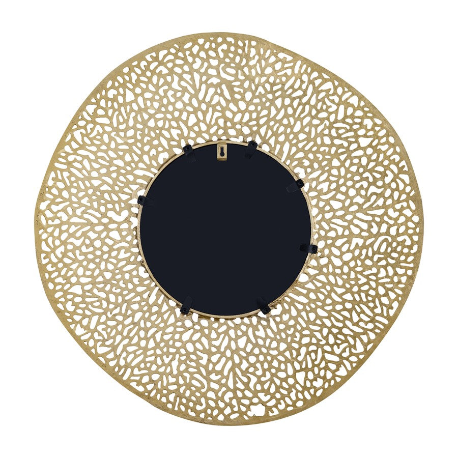 Atlas Lighting Azoni 45in Round Wall Mirror | Modern Soft Gold Metal Frame | Entryway & Living Room Accent | 45 x 45 x 1 in | Model MI11011-01
