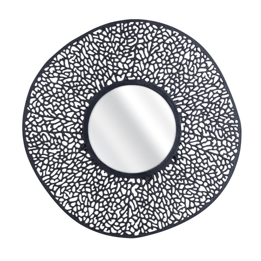 Atlas Lighting Azoni 45in Round Wall Mirror | Modern Matte Black Metal Frame | Entryway & Living Room Accent | 45 x 45 x 1 in | Model MI11011-02