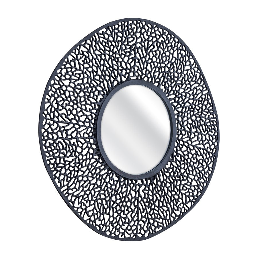 Atlas Lighting Azoni 45in Round Wall Mirror | Modern Matte Black Metal Frame | Entryway & Living Room Accent | 45 x 45 x 1 in | Model MI11011-02