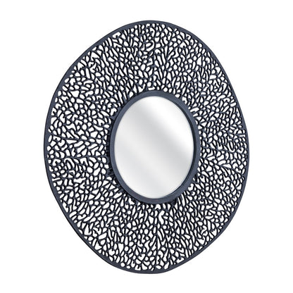 Atlas Lighting Azoni 45in Round Wall Mirror | Modern Matte Black Metal Frame | Entryway & Living Room Accent | 45 x 45 x 1 in | Model MI11011-02