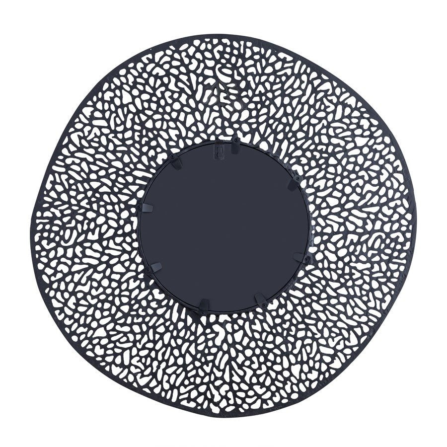 Atlas Lighting Azoni 45in Round Wall Mirror | Modern Matte Black Metal Frame | Entryway & Living Room Accent | 45 x 45 x 1 in | Model MI11011-02