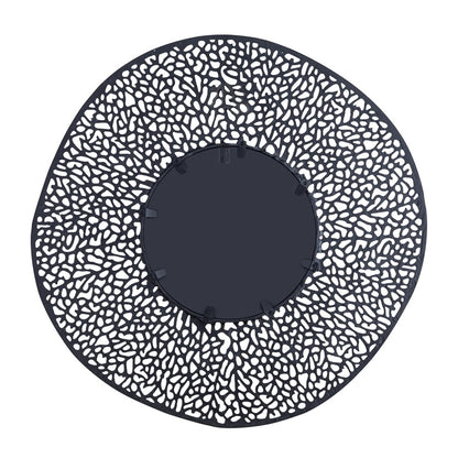 Atlas Lighting Azoni 45in Round Wall Mirror | Modern Matte Black Metal Frame | Entryway & Living Room Accent | 45 x 45 x 1 in | Model MI11011-02