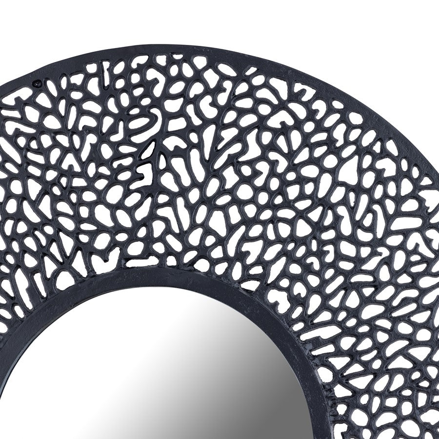 Atlas Lighting Azoni 45in Round Wall Mirror | Modern Matte Black Metal Frame | Entryway & Living Room Accent | 45 x 45 x 1 in | Model MI11011-02