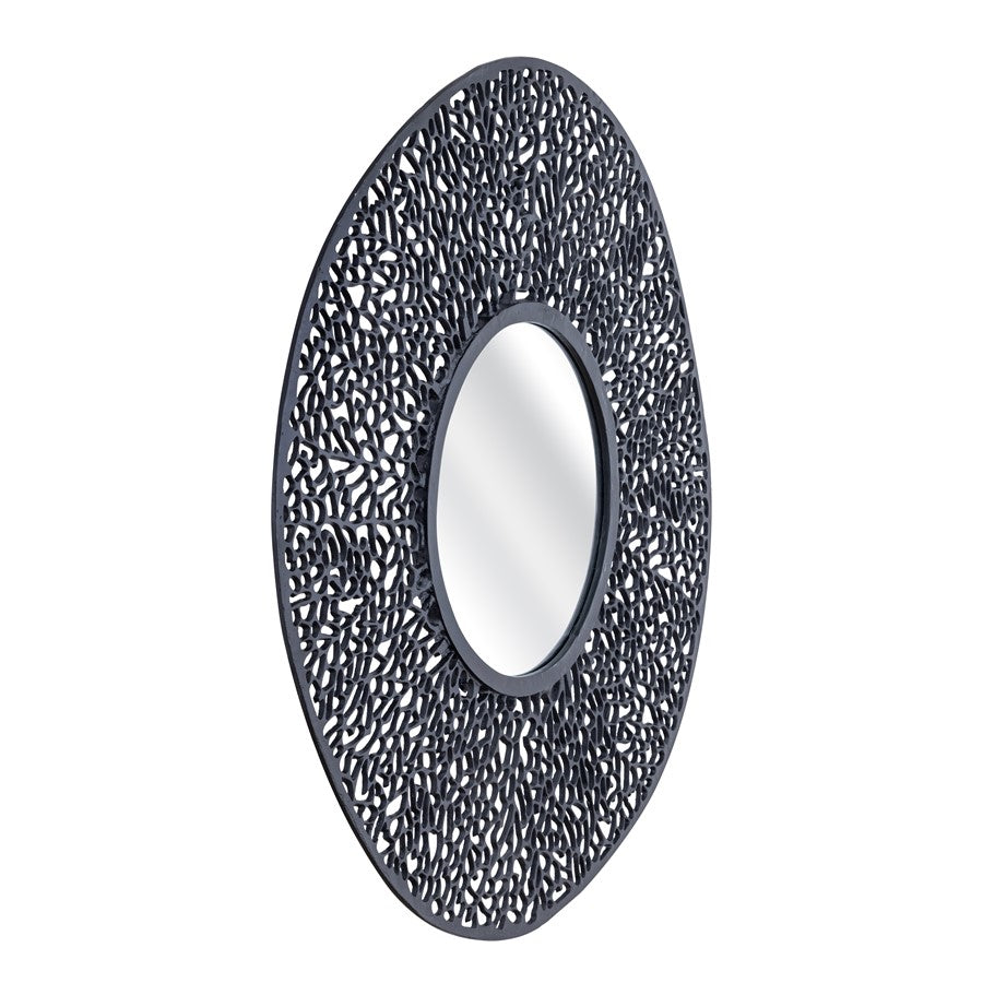 Atlas Lighting Azoni 45in Round Wall Mirror | Modern Matte Black Metal Frame | Entryway & Living Room Accent | 45 x 45 x 1 in | Model MI11011-02