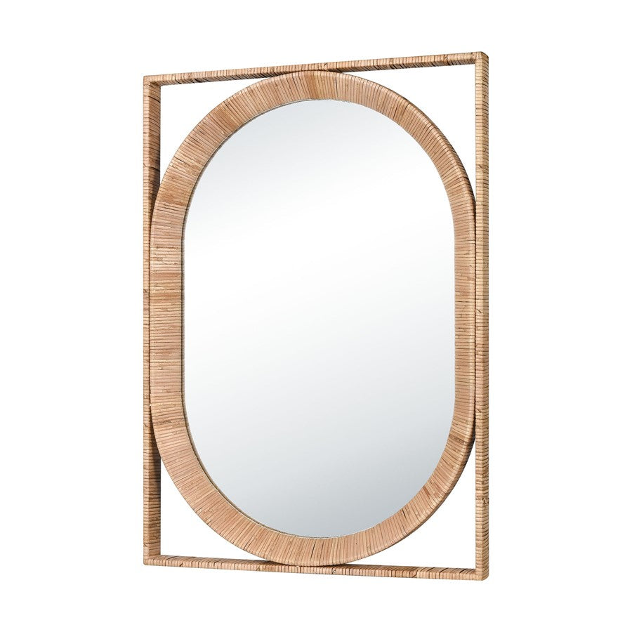 Atlas Lighting Baarlo 23in Oval Wall Mirror | Natural Rattan Frame | Bedroom & Entryway Accent | 23 x 33 x 2 in | Model MI11012-01