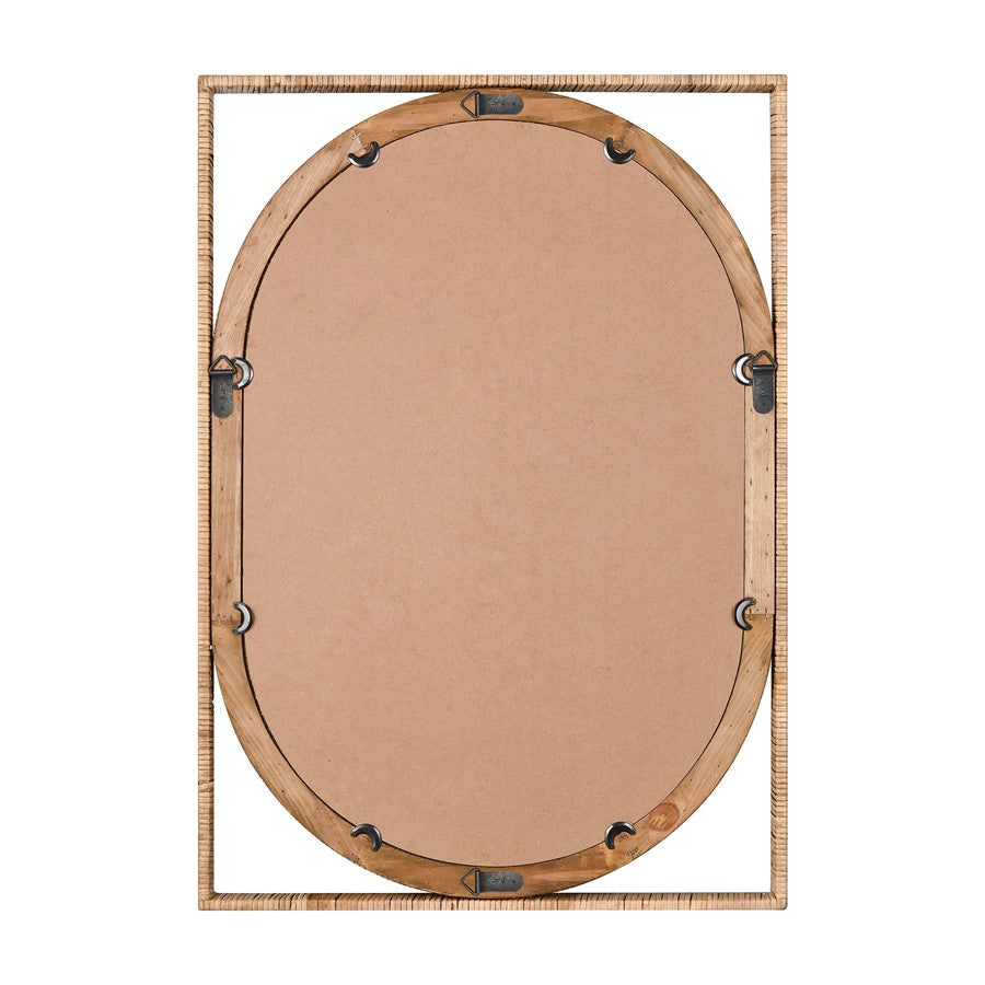 Atlas Lighting Baarlo 23in Oval Wall Mirror | Natural Rattan Frame | Bedroom & Entryway Accent | 23 x 33 x 2 in | Model MI11012-01