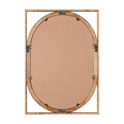 Atlas Lighting Baarlo 23in Oval Wall Mirror | Natural Rattan Frame | Bedroom & Entryway Accent | 23 x 33 x 2 in | Model MI11012-01