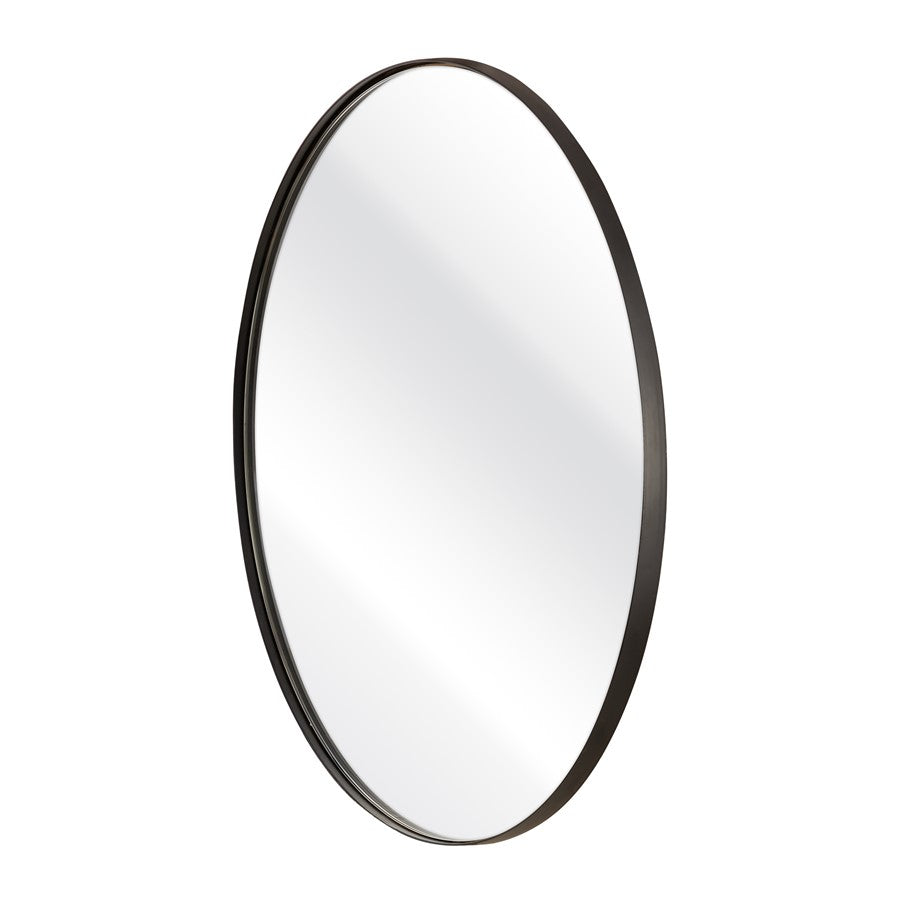 Atlas Lighting Beni 24in Round Wall Mirror | Black Metal Frame | Entryway & Powder Room Accent | 24 x 24 x 0.75 in | Model MI11013-03
