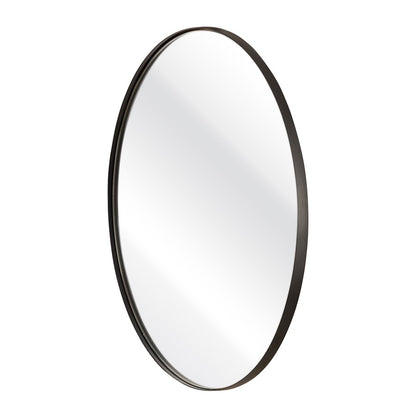 Atlas Lighting Beni 24in Round Wall Mirror | Black Metal Frame | Entryway & Powder Room Accent | 24 x 24 x 0.75 in | Model MI11013-03