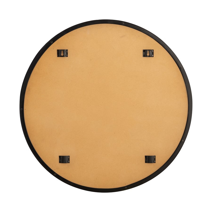 Atlas Lighting Beni 24in Round Wall Mirror | Black Metal Frame | Entryway & Powder Room Accent | 24 x 24 x 0.75 in | Model MI11013-03