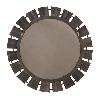 Atlas Lighting Blade 50in Round Wall Mirror | Black Wood Industrial Frame | Entryway & Bedroom Accent | 50.5 x 1.75 x 50.5 in | Model MI11016-01