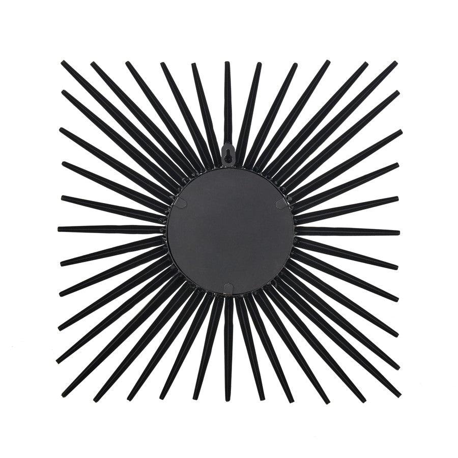 Atlas Lighting Burst 16in Round Wall Mirror | Black Metal Sunburst Frame | Entryway & Living Room Accent | 16 x 1.75 x 16 in | Model MI11019-01
