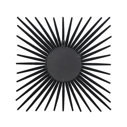 Atlas Lighting Burst 16in Round Wall Mirror | Black Metal Sunburst Frame | Entryway & Living Room Accent | 16 x 1.75 x 16 in | Model MI11019-01