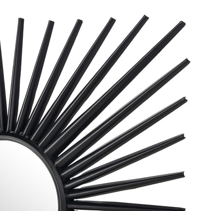 Atlas Lighting Burst 16in Round Wall Mirror | Black Metal Sunburst Frame | Entryway & Living Room Accent | 16 x 1.75 x 16 in | Model MI11019-01