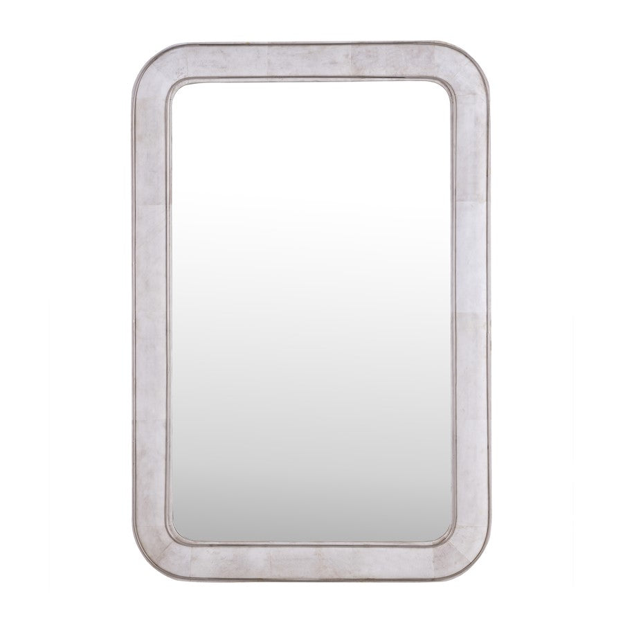 Atlas Lighting Burton 32x48in Rectangular Wall Mirror | Parchment Frame with Nickel Accents | Entryway & Bedroom Accent | Model MI11020-01