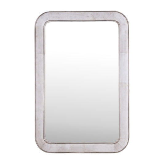 Atlas Lighting Burton 32x48in Rectangular Wall Mirror | Parchment Frame with Nickel Accents | Entryway & Bedroom Accent | Model MI11020-01