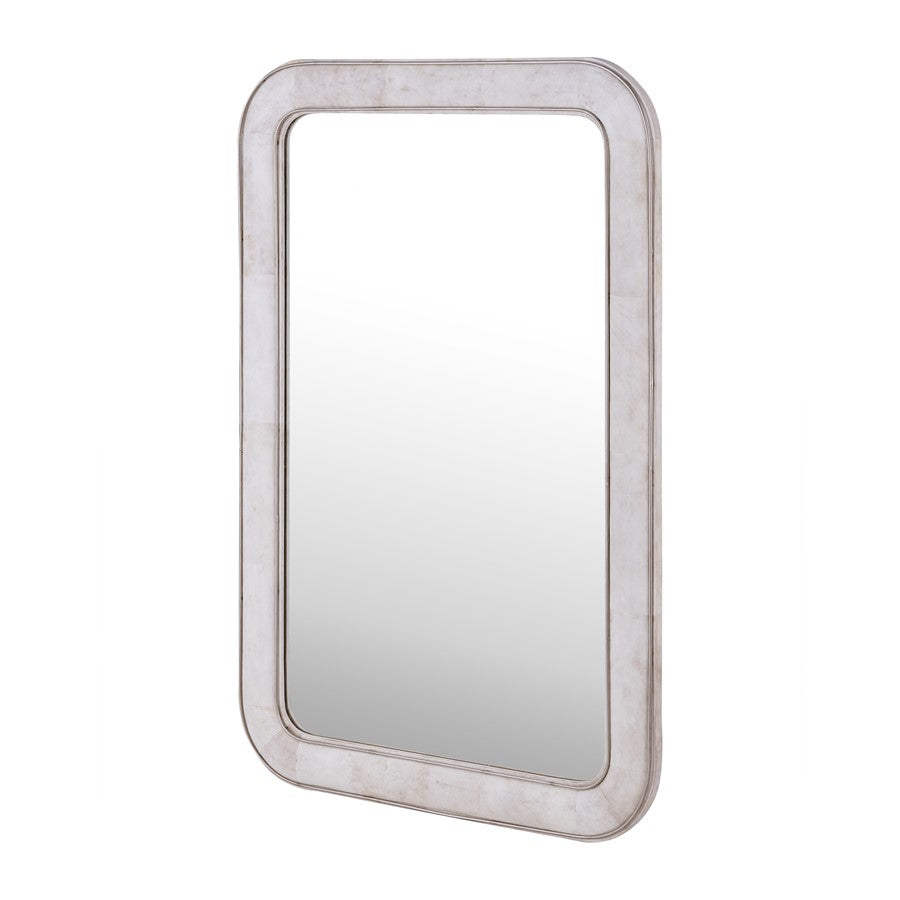 Atlas Lighting Burton 32x48in Rectangular Wall Mirror | Parchment Frame with Nickel Accents | Entryway & Bedroom Accent | Model MI11020-01