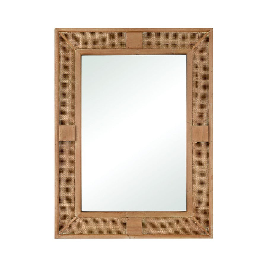 Atlas Lighting Cabana 29.5in x 39.5in Wall Mirror | Natural Wood and Rattan Frame | Entryway, Bathroom & Bedroom | Model MI11021-01