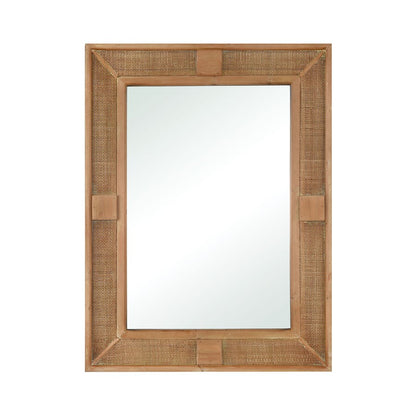 Atlas Lighting Cabana 29.5in x 39.5in Wall Mirror | Natural Wood and Rattan Frame | Entryway, Bathroom & Bedroom | Model MI11021-01