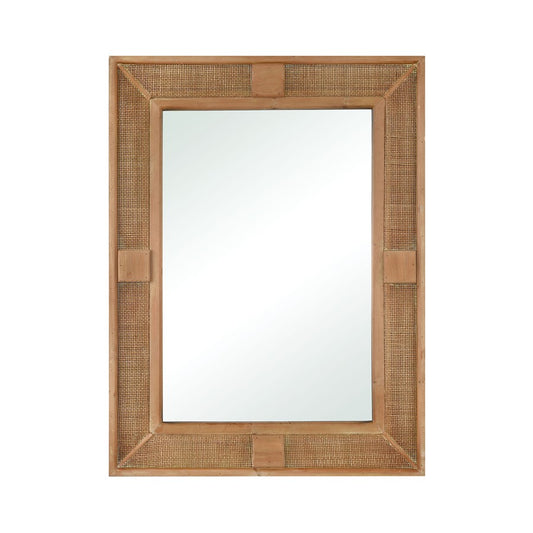 Atlas Lighting Cabana 29.5in x 39.5in Wall Mirror | Natural Wood and Rattan Frame | Entryway, Bathroom & Bedroom | Model MI11021-01