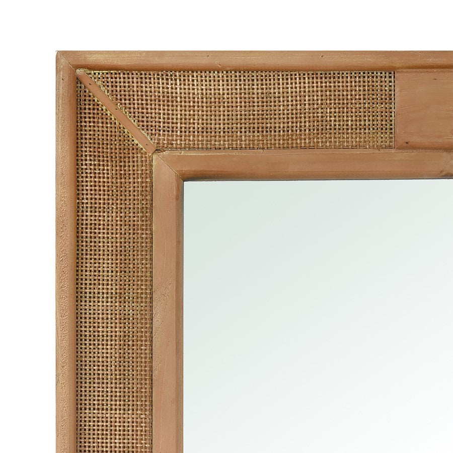 Atlas Lighting Cabana 29.5in x 39.5in Wall Mirror | Natural Wood and Rattan Frame | Entryway, Bathroom & Bedroom | Model MI11021-01