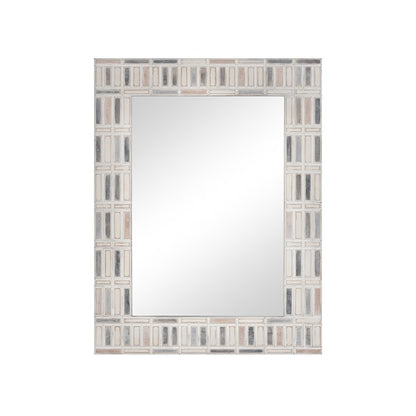 Atlas Lighting Derse 31.75in Wall Mirror | Ivory and Multicolor Wood Composite Frame | Entryway & Living Room Accent | Model MI11032-01