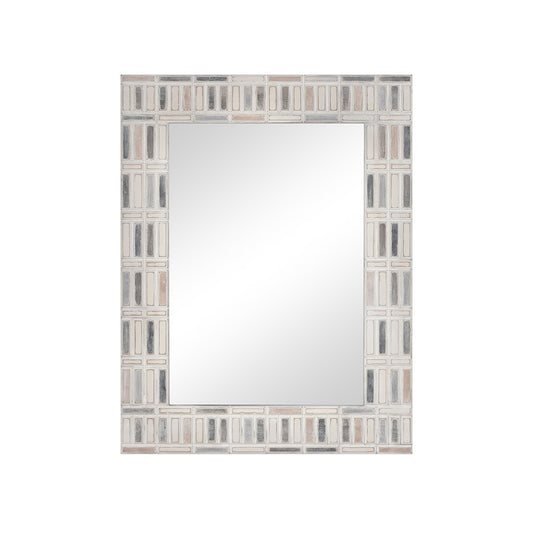 Atlas Lighting Derse 31.75in Wall Mirror | Ivory and Multicolor Wood Composite Frame | Entryway & Living Room Accent | Model MI11032-01