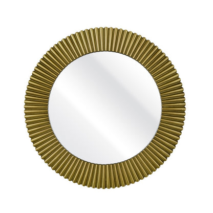 Atlas Lighting Ellipse 32.25in Round Wall Mirror | Antique Brass Wood Frame | Entryway & Living Room Accent | Model MI11036-01