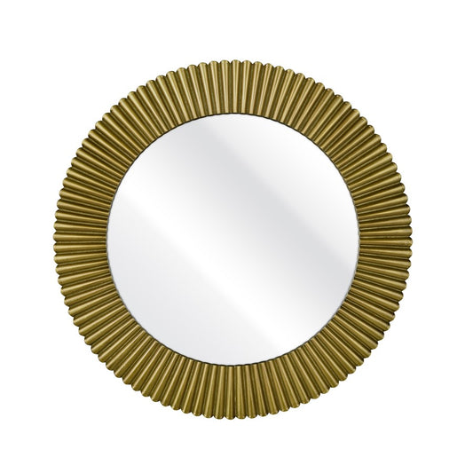 Atlas Lighting Ellipse 32.25in Round Wall Mirror | Antique Brass Wood Frame | Entryway & Living Room Accent | Model MI11036-01