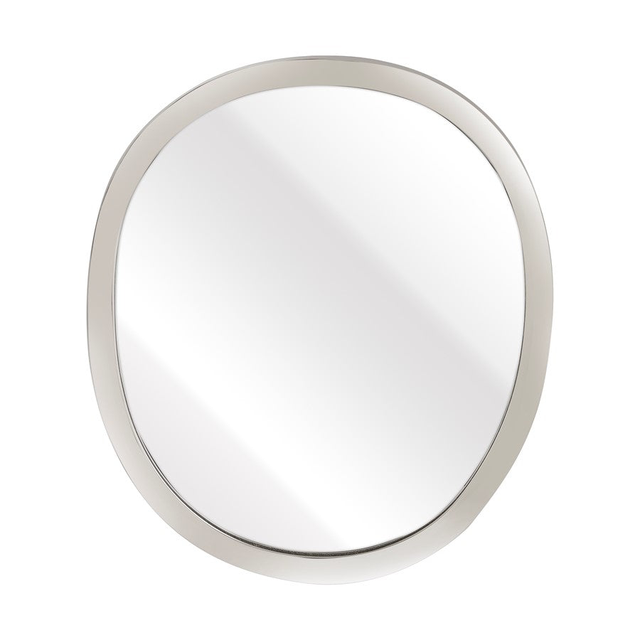 Atlas Lighting Flex 20in Round Wall Mirror | Modern Polished Nickel Metal Frame | Entryway & Bathroom Accent | 20 x 1 x 18 in | Model MI11039-01