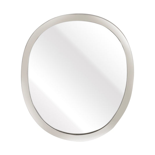 Atlas Lighting Flex 20in Round Wall Mirror | Modern Polished Nickel Metal Frame | Entryway & Bathroom Accent | 20 x 1 x 18 in | Model MI11039-01