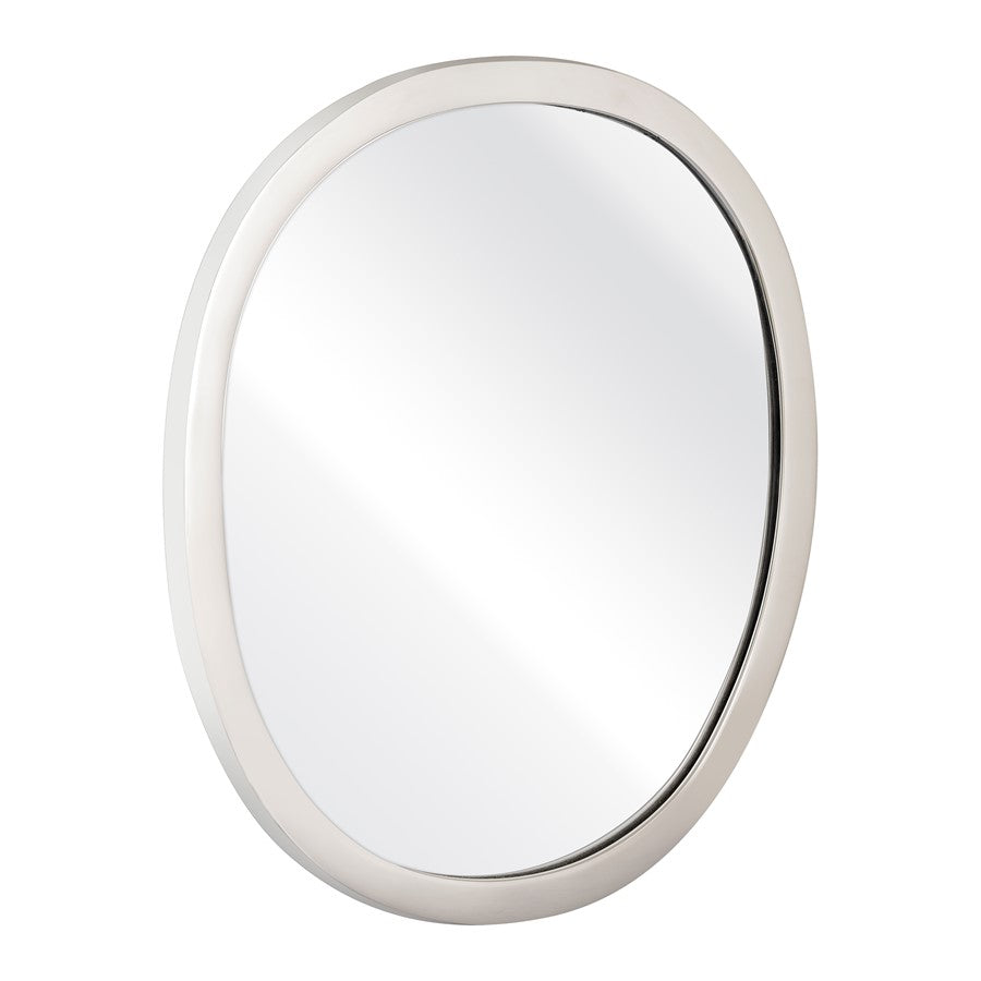Atlas Lighting Flex 20in Round Wall Mirror | Modern Polished Nickel Metal Frame | Entryway & Bathroom Accent | 20 x 1 x 18 in | Model MI11039-01