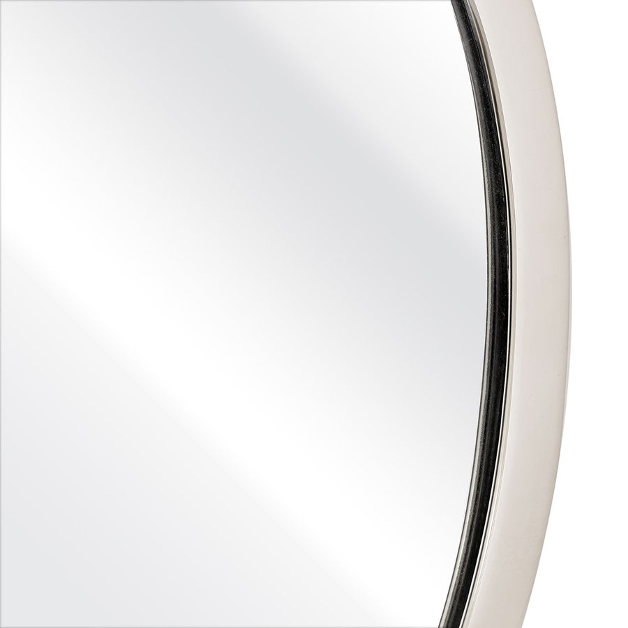 Atlas Lighting Flex 20in Round Wall Mirror | Modern Polished Nickel Metal Frame | Entryway & Bathroom Accent | 20 x 1 x 18 in | Model MI11039-01