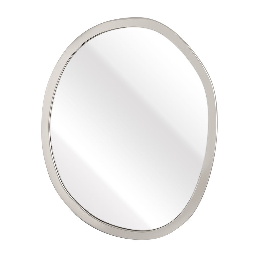 Atlas Lighting Flex 21in Round Wall Mirror | Modern Polished Nickel Metal Frame | Entryway & Bathroom Accent | 21 x 1 x 26 in | Model MI11039-02